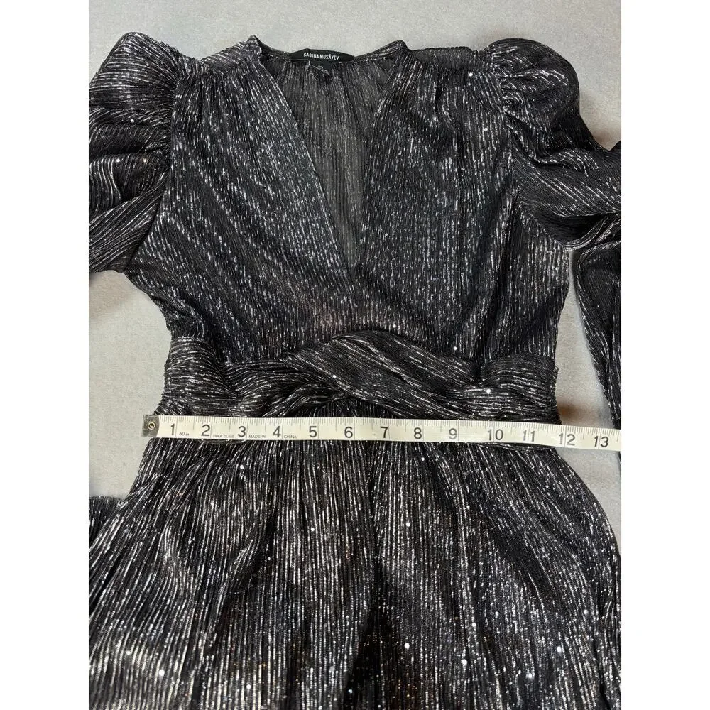 Sabina Musayev Women's Black Marais Semi-Sheer Midi‎ Dress X-Small Holiday NYE
